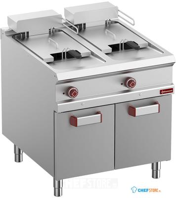 Elektrische Friteuse Met 2 Kuipen 18 Lit. Op Gesloten Kast - Diamond E9/F36A8-N 1