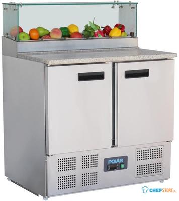 Polar G-Serie 2-Deurs Pizza Koelwerkbank met Opzetkoelvitrine 256L - Polar GH266
