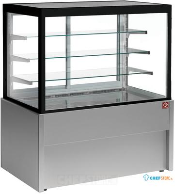 Vitrine toonbank verwarmd | B=100cm, 4 niveaus | zonder reserve | Zwart/GRIJS | Diamond Cb10ht-G5-P 1