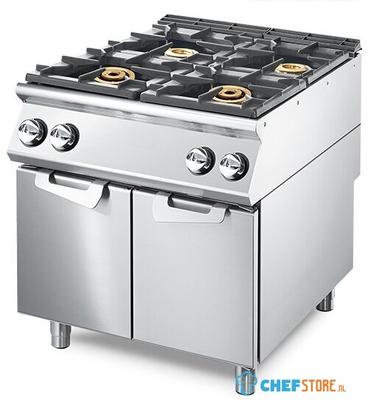 Gas Range With 4 Burners On Closed Cabinet, Pressed Working Top, Virtus VS9080PCGSP 1