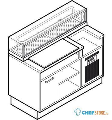 Sushi Station 1400 mm With Ambient Base and Waste Bin, Virtus VSSS140 1