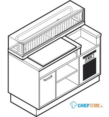 Sushi Station 1600 mm With Ambient Base and Waste Bin, Virtus VSSS160 1