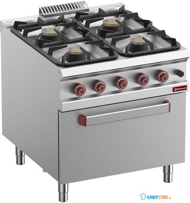 Fornuis 4 Branders Op Gasoven GN 2/1 - Diamond G9/4BF8-N 1