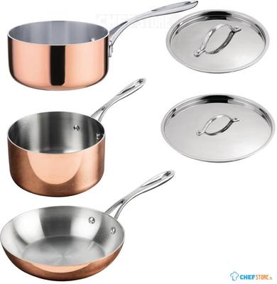 Vogue Cook Like A Pro 3-Delige Driewandige Koperen Pannenset - SA655