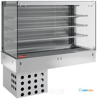 Muurmodel met Kuip En "vierkante" Open Uitstalvitrine 3 Niveau's (met Gordijn), Gekoeld, Geforceerd, 4x GN1/1 - Diamond DPA/CCVA315-R2 1
