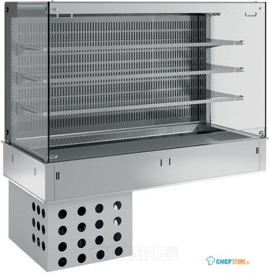 Muurmodel met Topelement En "vierkante" Open Uitstalvitrine 3 Niveau's (met Gordijn), Gekoeld, Geforceerd, 4x GN1/1 - Diamond DPA/CTVA315-R2 1