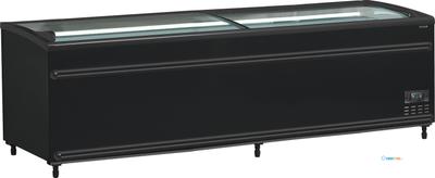 TEFCOLD Zwarte Supermarktkoeler/-Vriezer met Gebogen Glas voor Volledige Zichtbaarheid - SFI250B-CF VS