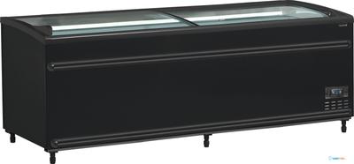 TEFCOLD Zwarte Supermarktkoeler/-Vriezer met Gebogen Glas voor Volledige Zichtbaarheid - SFI210B-CF VS