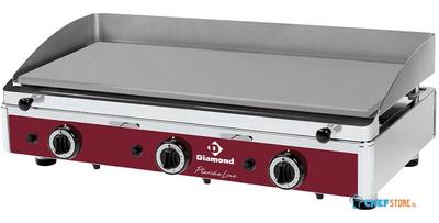 Gas Bakplaat Tafelmodel Staal | 3 Branders | Vlakke Plaat | PLANCHA/3-N | Diamond 1