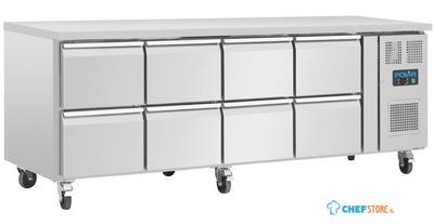 Gekoelde werkbank op wielen | 8 laden, GN1/1 | Geventileerd | Polar DA549