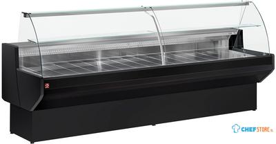 Gekoelde Vitrinetoonbank Gebogen Ruit, Geforceerd, Met Reserve - Zwart, Diamond ML15/B5-VV/R2 1