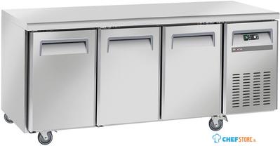 Diverso By Diamond Koelwerkbank, Geventileerd, 3 Deuren GN 1/1, op Wielen, 2 met Remmen - WR-GTN3-3N