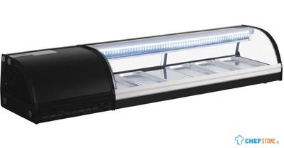 Sushivitrine B=150cm | 5 x GN1/3 | 60L | Zwart | G-serie Polar DA538