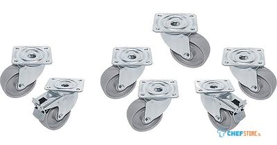 Kit van 8 "verzinkte" Zwenkwielen voor Tafels - 4 met Rem - Diamond RTG8-2R 1