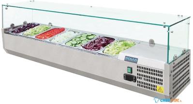 Opzetkoelvitrine | 7x GN1/4 | Glaswand | Polar G609