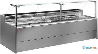 Diamond Geforceerde gekoelde vitrinetoonbank- met recht frontglas 90° met reserve - GRIJS | VZ20/G8-VR2 1