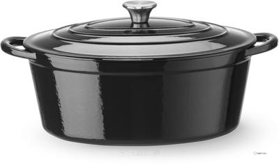 HENDI 626863 Braadpan geëmailleerd gietijzer, , 6,88L, Zwart, 405x255x(H)134mm
