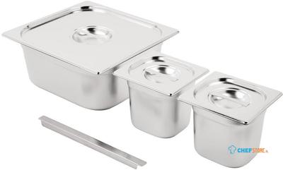 Vogue SA241 RVS Gastronorm Bakken Set 2x 1/6 en 2/3 met Deksels