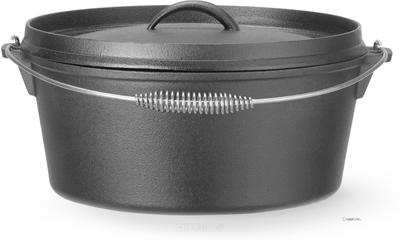 Gietijzeren Pan, HENDI, 7,2 Liter, Zwart, Diameter 31 cm - Hoogte 15,5 cm - 629376
