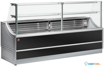 Gekoelde toonbank recht 150cm | Met Reserve-opslag | Zwart | Diamond | OL150/B2-R/R2 1