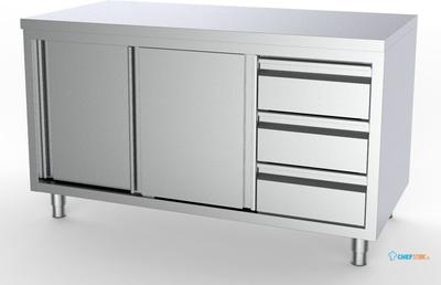 700 Werktafel Schuifdeuren Laden Rechts 1600, combisteel 7333.0258 1