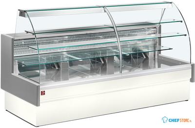Gekoelde Vitrinetoonbank - Statisch - Ladensysteem - Zonder Reserve - GRIJS/WIT - Diamond VE29/E8-R2P 1