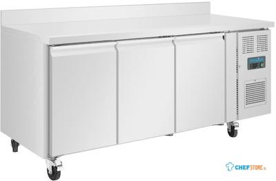 Werkbank met vriezer | 3 deurs | Achteropstand en wielen | 417 liter | -10°C/-20°C | Polar DL917