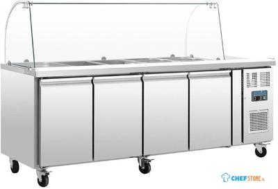 Gekoelde saladette | glazen opzetvitrine | 4-deurs, 1/1GN | Polar CT395