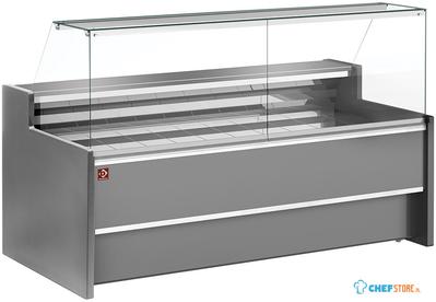 Diamond Geforceerde gekoelde vitrinetoonbank- met recht frontglas 90° met reserve - GRIJS | FC25/G8-VR2 1