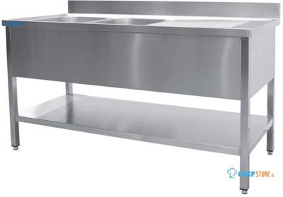 SARO Spoeltafel met Twee Wasbakken Links 700 mm Diepte 1400 Mm - 700-2540L 1