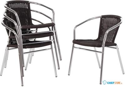 Bolero aluminium en rotan stoel zwart | U507