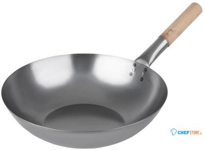 Zacht Stalen Wok | Platte Bodem | 35,5cm | Vogue | K297