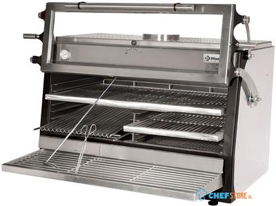 Diamond Houtskooloven-BBQ, GN 2/1 + GN1/1 (150 Kg/h)- Hefbare deur/Roestvrij staal | CBQ-120/RX