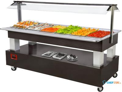 Diamond Buffet - Salad bar, gekoeld, 6x GN 1/1-150 (Wengé hout) | BSB/6N-B1-R2 1