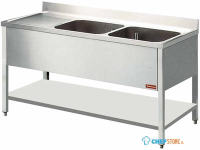 Diamond Spoeltafel met 2 Kuipen en 1 Druipvlak - L1621S-D