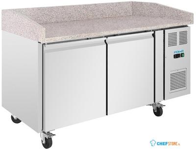 Polar UA081 U-Series Dubbele Deur Pizza Werkbank met Granieten Blad 428Ltr