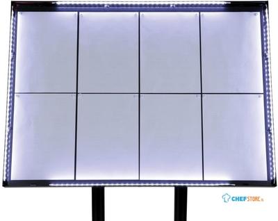 Securit Teak Witte LED's Informatie 4xA4 Display Met Mast En Voet - CX074