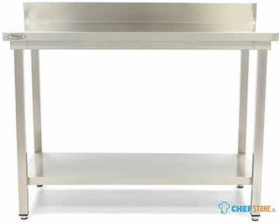 Maxima Werktafel RVS - 100 X 60 cm - Verstelbare Hoogte - met Spatrand en Onderschap - 09300980