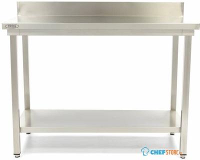 Maxima Werktafel RVS - 180 X 60 cm - Verstelbare Hoogte - met Spatrand en Onderschap - 09300992