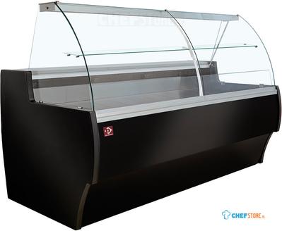 Diamond Gekoelde Vitrinetoonbank Gebogen Ruit Geventileerd met Reserve ZWART - MA25/B5-R2V 1