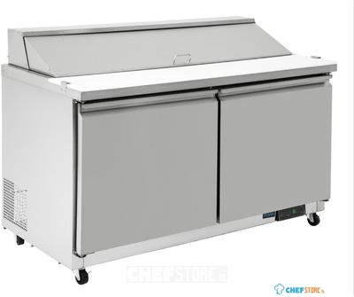 2-deurs gekoelde saladette breed | 16x 1/6GN | met deksel en snijplank | 527 liter | Polar GD883