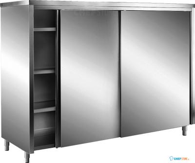 SARO RVS Opbergkasten met Schuifdeuren AISI 430 Plat Dak 1000x700 - 700-8100 1