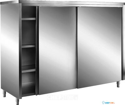 SARO RVS Opbergkasten met Schuifdeuren AISI 430 Plat Dak 1800x700 - 700-8120 1