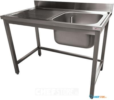 Diverso By Diamond RVS Spoeltafel ECO met 1 Kuip en 1 Links Druipvlak, Zonder Onderblad - WR-C1E1-4G 1