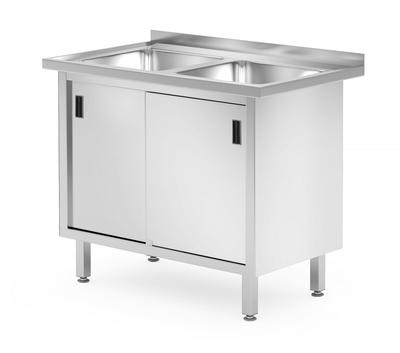 Dubbele Spoeltafel met Kast – Gelast. - HENDI - Profi Line - 1000x600x(H)850mm - 813690 1