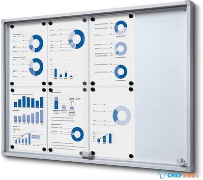 Syna Indoor Vergrendelbaar Notitiebord met Schuifdeuren Slim met Veiligheidshoeken 8 X A4 - SCSLR8XA4
