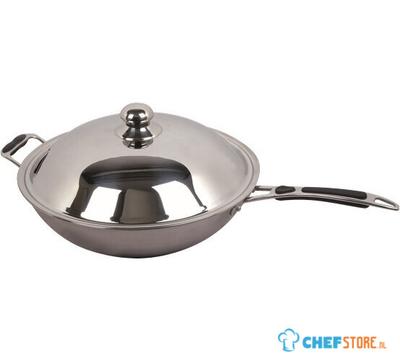 Wokpan, 36 cm, Bolle Onderkant voor Inductie, Combisteel 7020.0140 1