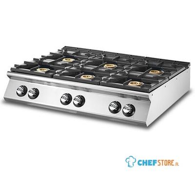 Gas Range With 6 Burners, Pressed Working Top, Virtus VS90120PCGST 1