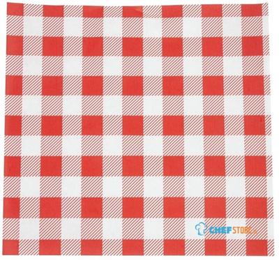 Chefstore.nl Fiesta Composteerbare Rode Gingham Vetvrije Vellen - 250x250mm (Pakket 200) - HY780