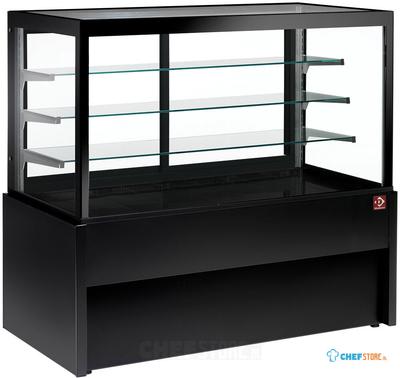 Panoramische Gekoelde Uitstaltoonbank, Geforceerd, 4 Niveaus, Zonder Reserve - Zwart, Diamond Cb10v-B9/p2 1